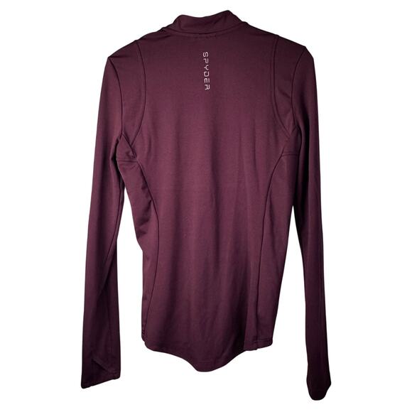 Spyder Active Burgundy Half Zip Pullover Medium Thumbholes & Pocket - Picture 2 of 4